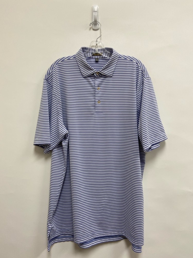 Peter Millar Size XL Blue White Striped Polo Men’s Short Sleeve Shirt