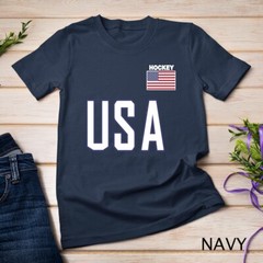 USA Flag Hockey Cool Pocket Equipment Top Gift Unisex T-shirt