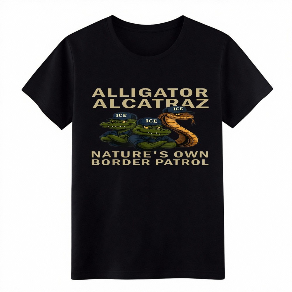 Unisex USA Alligator Alcatraz BP ICE&NP Graphic T-shirt-American Vintage Tee