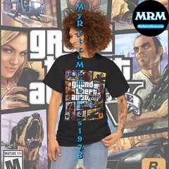 Grand Theft Auto V 5 GTA Box Art Design Black T-Shirt S-5XL New Lower Price!!