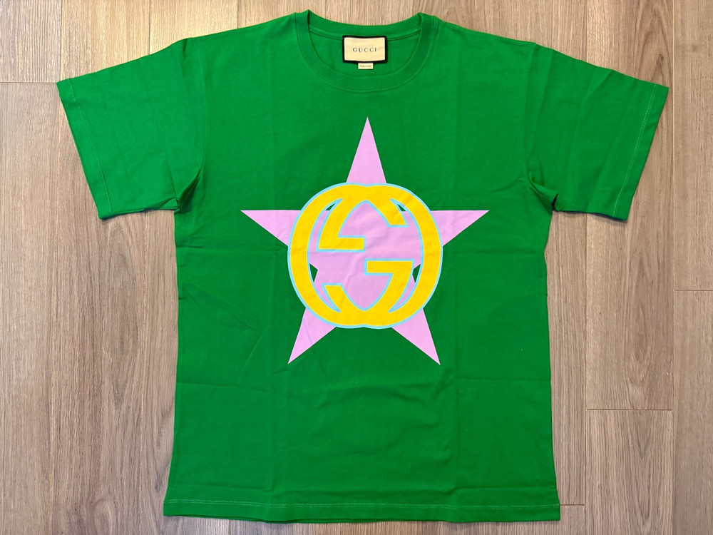 Gucci Star Interlocking GG Tee Shirt green sz M