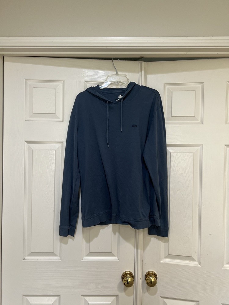 Lacoste Mens Small Classic Pullover Light Weight T-Shirt Hoodie Blue Casual