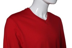 Club Room Men’s Red Performance Long-Sleeve V-Neck Cotton T-Shirt Size Large L