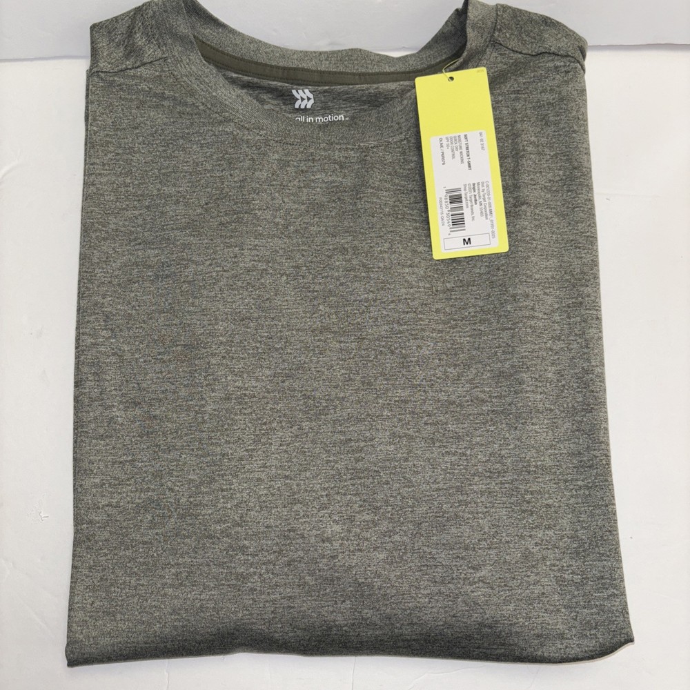 Men’s All In Motion Short Sleeve Soft Stretch T Shirt Olive Size Medium NWT