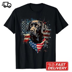 Black Labrador Retriever USA Flag T-Shirt Lab Dog Lover Patriotic Unisex Tee