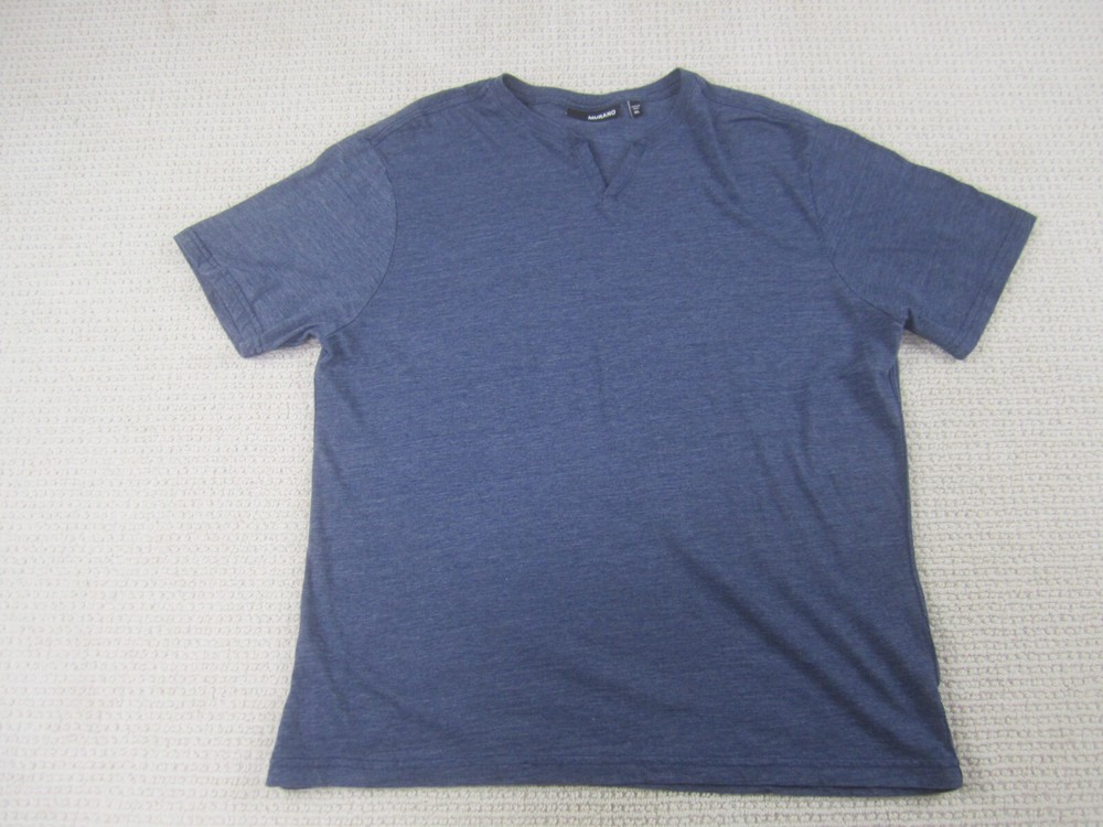Murano Shirt Mens Extra Large Blue Casual Crew Neck Cotton Slim Fit SHort Sleeve