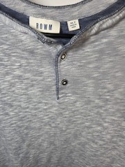 Rowm Mens L/S Henley Shirt XLT Heathered Blue & Gray