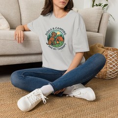 Dogs & Camping Are My Therapy T-Shirt | Camping Dog Graphic