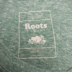 Roots Canada T-Shirt Why Knot? Rope Font Green Mens M Tagless Tee Cotton Blend