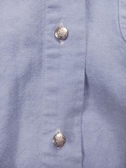 Vintage John Henry Flower Embroidered T-Shirt Button Up Size Medium Light Blue