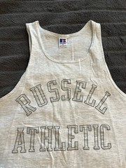 Russell Athletic Vintage 1990s Heather Gray Arch Logo USA Made Tank Top Shirt M