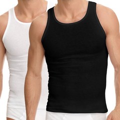 3-6 Packs Mens 100% Cotton Tank Top Wife Beater A-Shirt Undershirt Ribbed Black