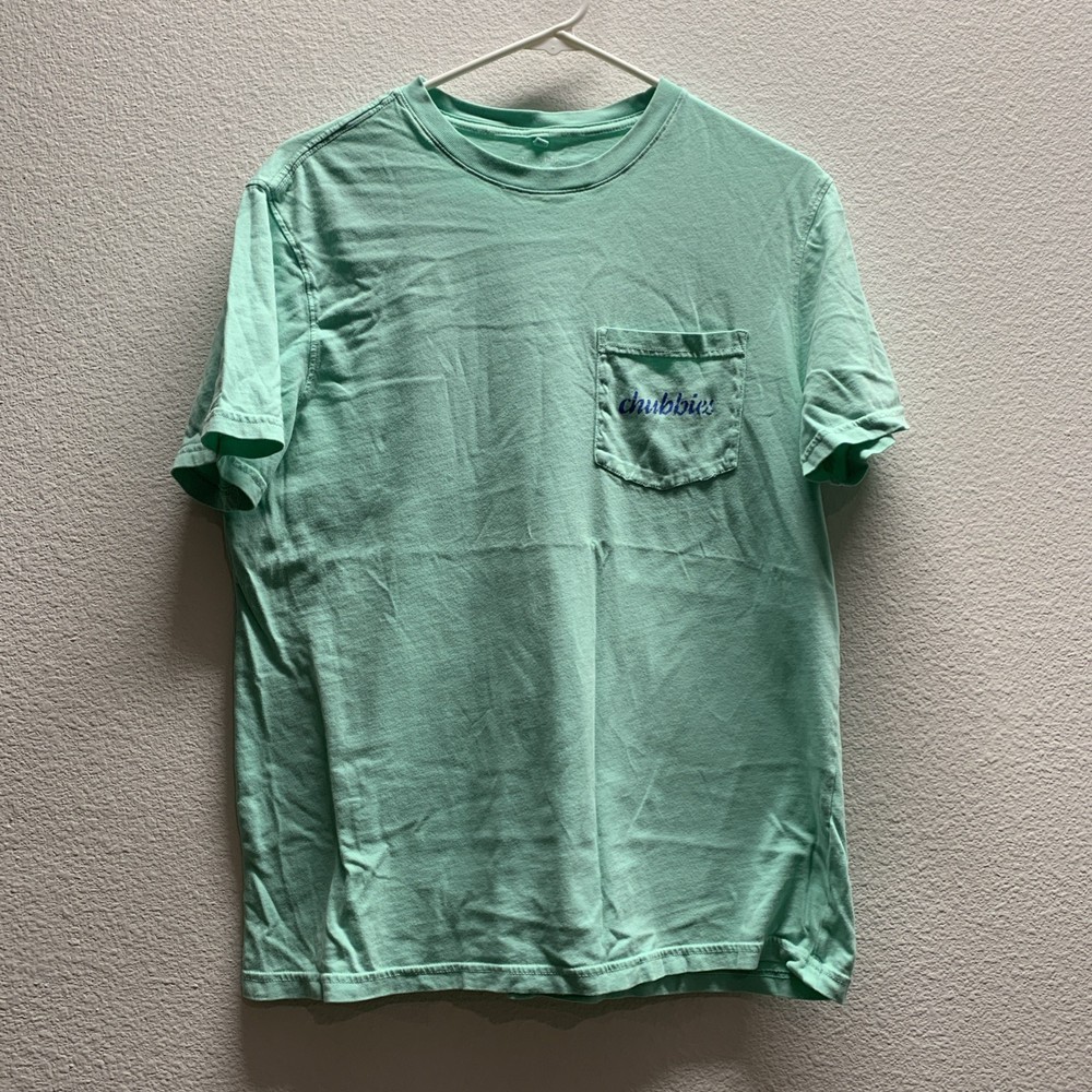 Chubbies THE WEEKEND HAS ARRIVED Mint Green Pocket Tee T Shirt MENS SIZE SMALL