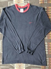 Y2K Nike Long Sleeve Ringer Embroidered Swoosh Medium M 2000s Air Jordan 23 LS