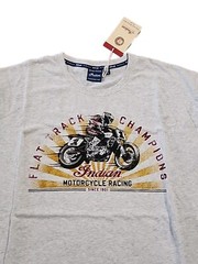 Indian Motorcycle Men’s FLAT TRACK CHAMPIONS T-Shirt, White/Grey 2 XL