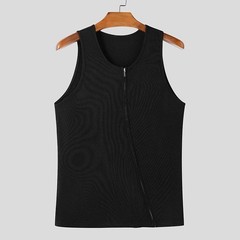 Men’s Ribbed Full Zip Tank Top Sleeveless Slim Fit Casual Muscle Vest Shirt