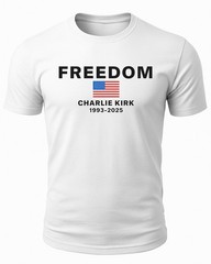 Charlie Kirk Freedom USA American Flag Patriotic T-Shirt