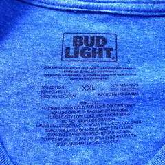 Bud Light Football Club T-Shirt Mens 2XL Blue Double Sided Graphic Beer Tee
