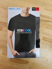 3 PACK – M / MEDIUM BLACK- 32 Degrees Cool Men’s Short Sleeve T-Shirts Crew Neck