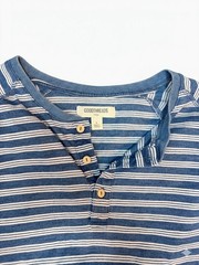 Goodthreads Indigo Shirt Mens Large Navy White Striped Raglan Sleeve Henley Neck