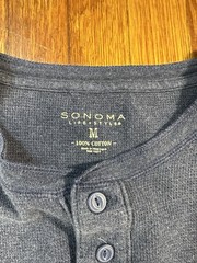 Sonoma Shirt Men’s Size Medium Navy Blue long Sleeve Waffle Thermal Henley