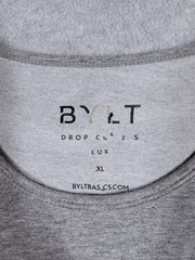 BYLT Men Shirt XL Drop Cut Lux Crewneck Performance Short Sleeve Curve Hem Gray