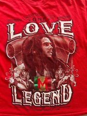Bob Marley One Love Legend Kingston Jamaica Red Graphic T-Shirt