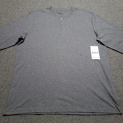 Pact Shirt Mens Large Gray Organic Cotton Softspun Long Sleeve Henley Casual