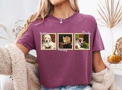 Custom Pet Portrait Stamp Comfort Tee Personalized Dog Cat Photo