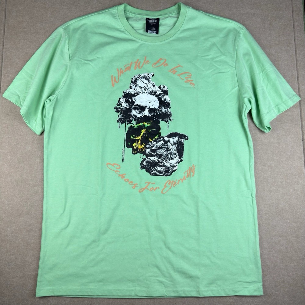 Genuine Shirt Men 2XL Mint Green Gladiator Movie Quote Skull Graphic Tee