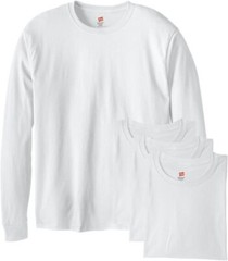 Men’s Long Sleeve Crewneck Cotton T-Shirt 4-Pack Midweight Soft Durable Tees