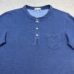 Peter Millar Henley Shirt Men Medium Blue Cotton Long Sleeve Pocket Casual