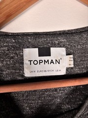 Topman Elongated Longline T-Shirt Mens Medium Charcoal Grey Marl Slim Fit