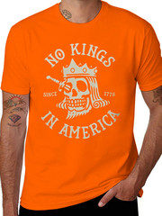 No Kings In America Skull Crown Knife T Shirt Patriotic Freedom Graphic Tee