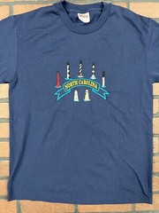 North Carolina Lighthouses Embroidered T-Shirt By Hanes Heavyweight 50/50 Medium