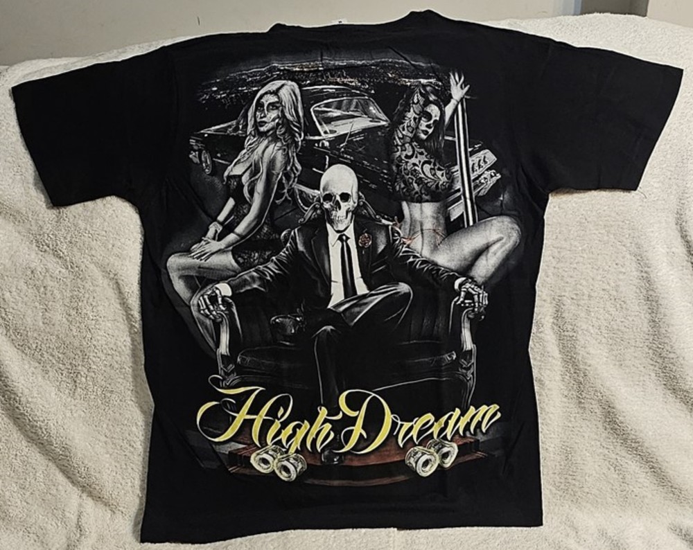 SKELETON CAR MONEY DAY OF THE DEAD WOMEN CITY SKULL HIGH DREAM T-SHIRT