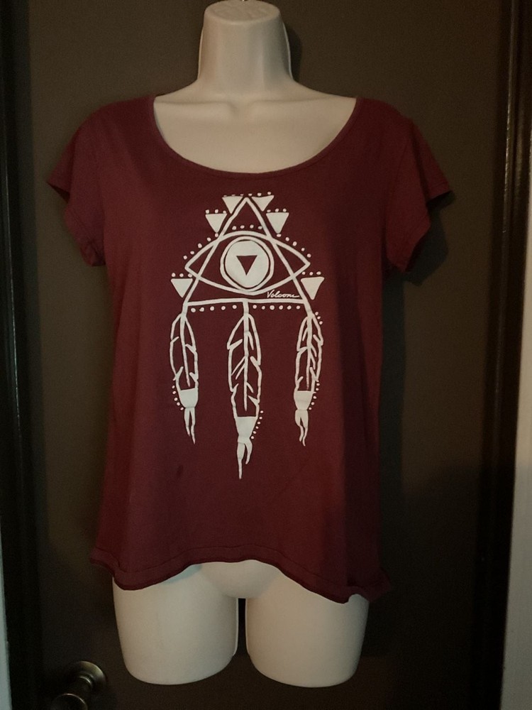 Volcom Maroon Dreamcatcher Graphic Scoop Neck T-Shirt