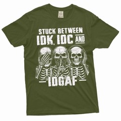 Men’s Funny T-shirt Skeleton Shirt Humorous Gift Idk Idc and Idgaf Shirt