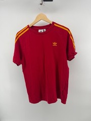 Adidas Originals Tee Men M Red Yellow Trefoil 3 Stripe Classic Style