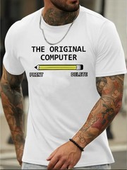 Casual Round Neck T-Shirt for Men Featuring a Distinctive Graphic Design, Perf