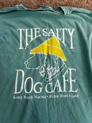 Salty Dog Cafe Teal Long Sleeve Pocket T Shirt Logo Graphic Adult Size M