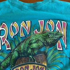 VTG Ron Jon T Shirt Surf Shop Iguana Panama City Beach FL Turquoise Green Large