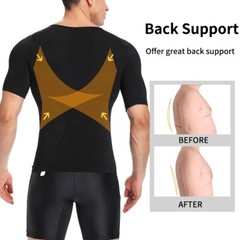 3 Pack Men Body Shaper Slimming Shirts Vest Compression Short Sleeve Shapewear