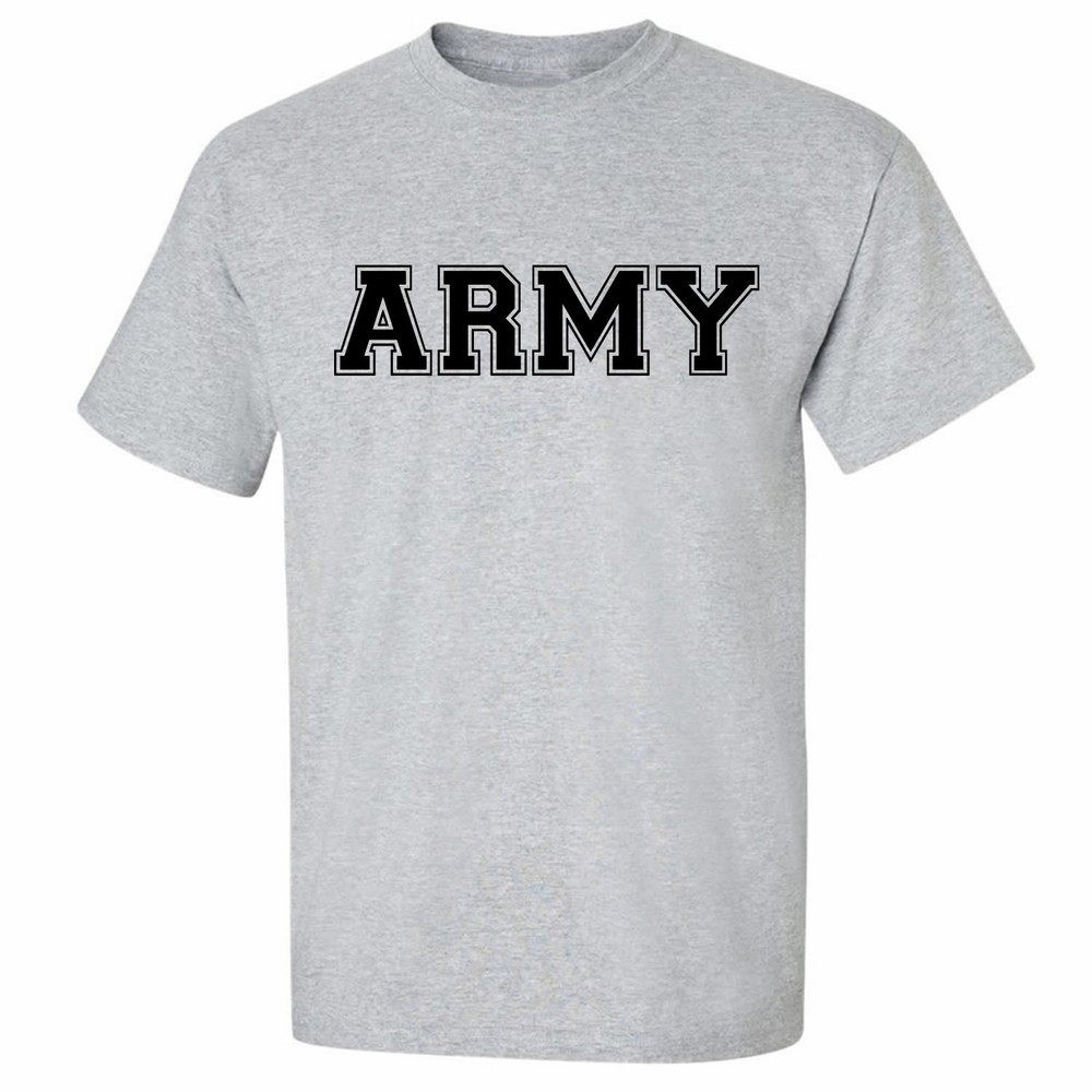 Athletic ARMY Short Sleeve T-Shirt in sport grey – Adult Small to 5X-Large