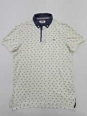 Tommy Jeans Men’s White Pattern Polo Shirt Size S Contrast Collar