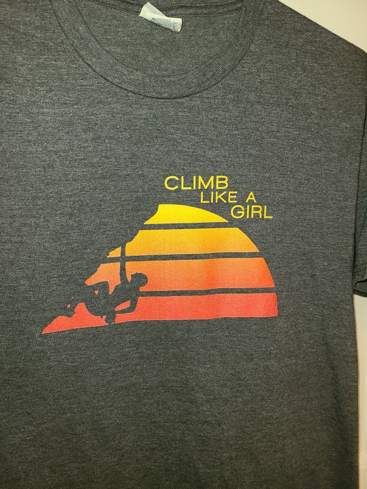 Retro Sunset Female Rock Climbing Outdoor Bouldering Short-Sleeve T-Shirt Small