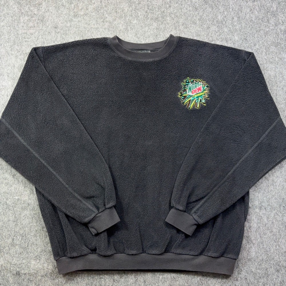 Vintage Mountain Dew Sherpa Fleece Adult XL Black 80s Mtn Dew Cleveland