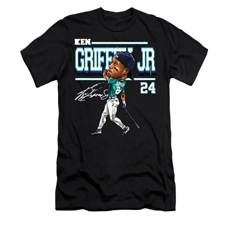 Ken Griffey Jr Signature Cotton S-5XL Black Unisex Classic Shirt