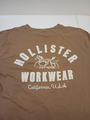 Hollister Workwear California U.S.A Tan T-shirt Mens SZ L!