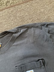 Sun Faded Distressed Carhartt K87-DKB Pocket T-shirt Workwear Size XL